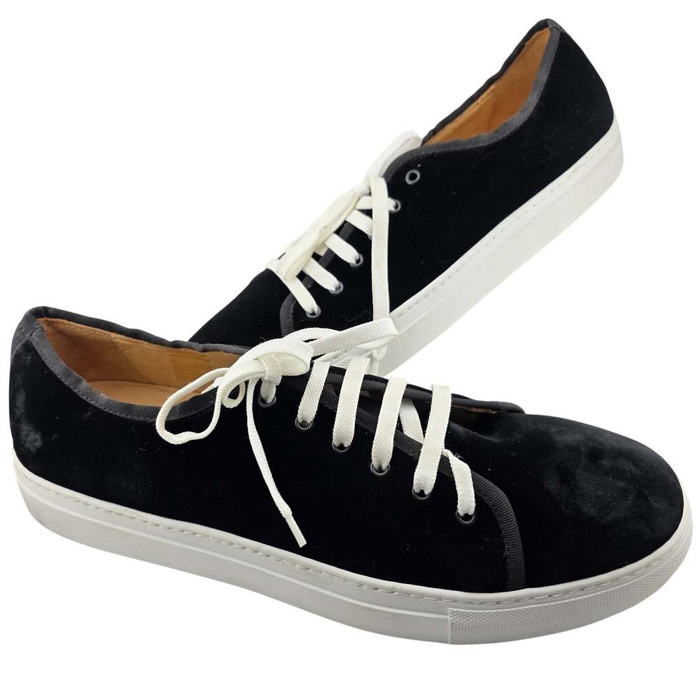 Gold & Gravy Velvet Low Top Sneakers Mens 12M Black GOOD Italian Streetwear